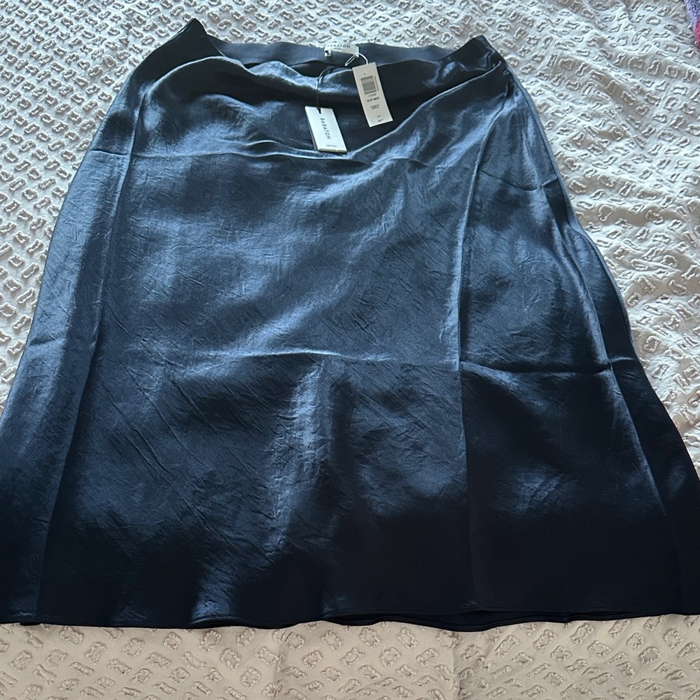 Babaton Midnight Blue Satin A-Line Skirt